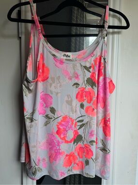 Pulse Boutique Floral Pink & Neon Coral Tank Top